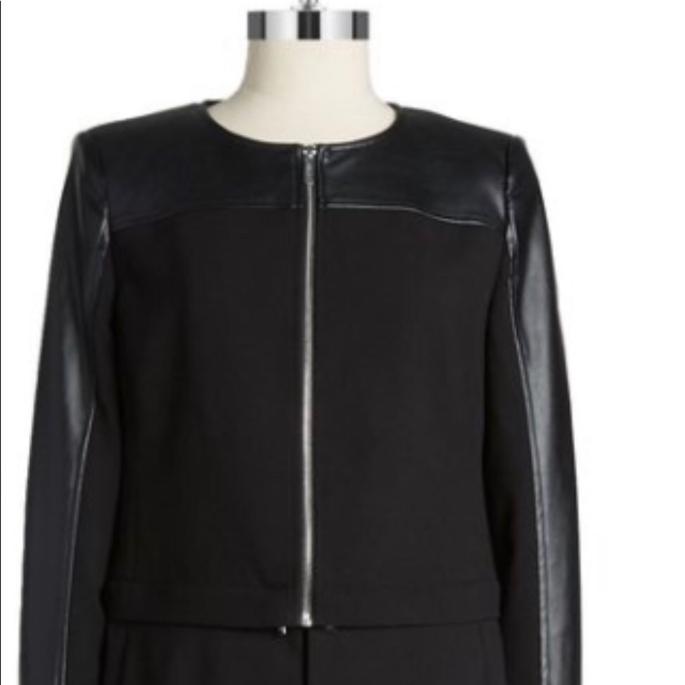 Calvin Klein Faux Leather Convertible Coat Size 12